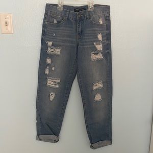 Distressed mom jeans